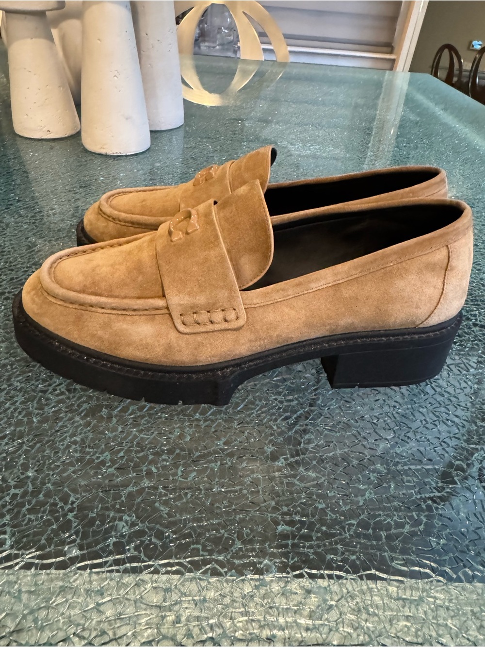 Coach Women’s Suede Penny Loafers in Tan - Classic Slip-On Style 10 - Picture 4 of 9